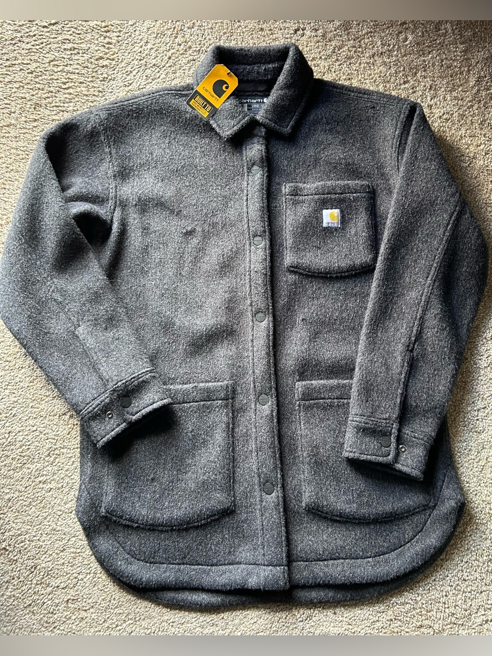 Carhartt Women’s Loose Fit  Fleece Shirt Jac gray Size XS